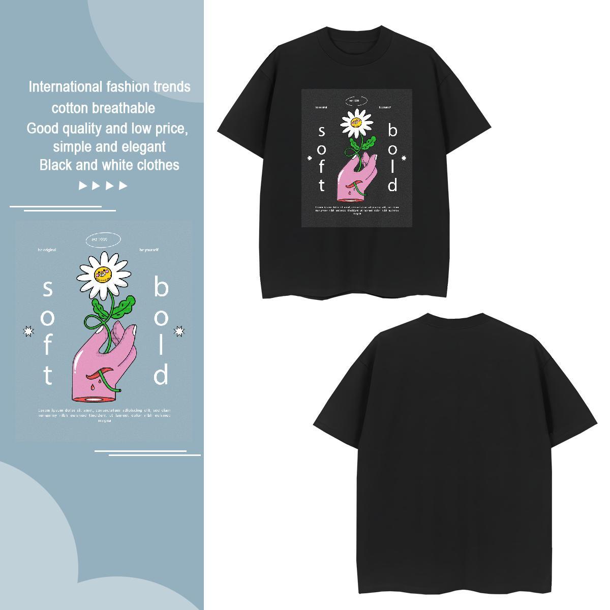 Popular flower T Shirt For Man Street Casual Men Clothes T-Shirt 230g 100% Cotton Designer Breathable Skull Tops