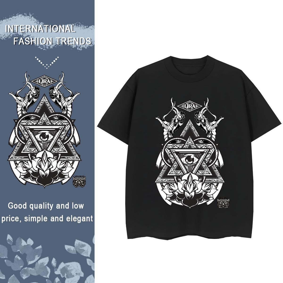 Fashion Casual Womens T Shirts 230g 100% Cotton Breathable Short Sleeve Daily Wear eye of the devil Woman Tshirt Soft Anime Print Polos