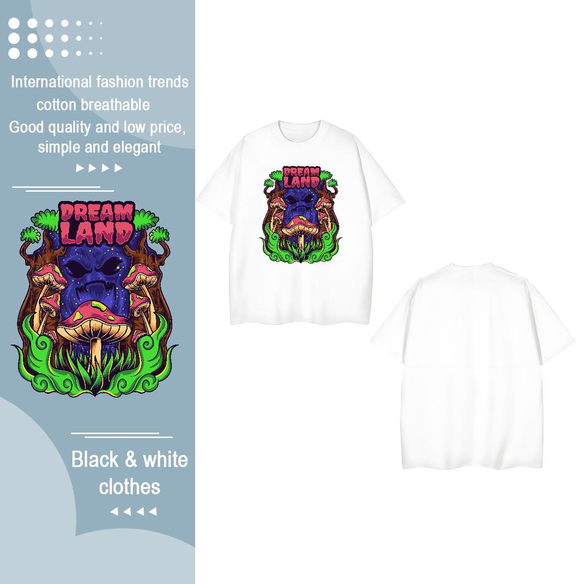 2024 DIY T-Shirts for Women Breathable Short Sleeve 230g 100% Cotton Couples T Shirts Floral Print ET High Street Hip Hop Designer Tops Tees