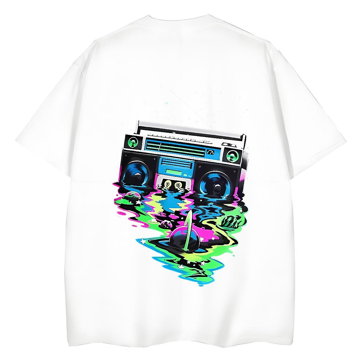 2024 Casual Womens T Shirts 230g Cotton O-Neck Short Sleeve Hip Hop Street radio Women Tees Loose fit Anime Wear