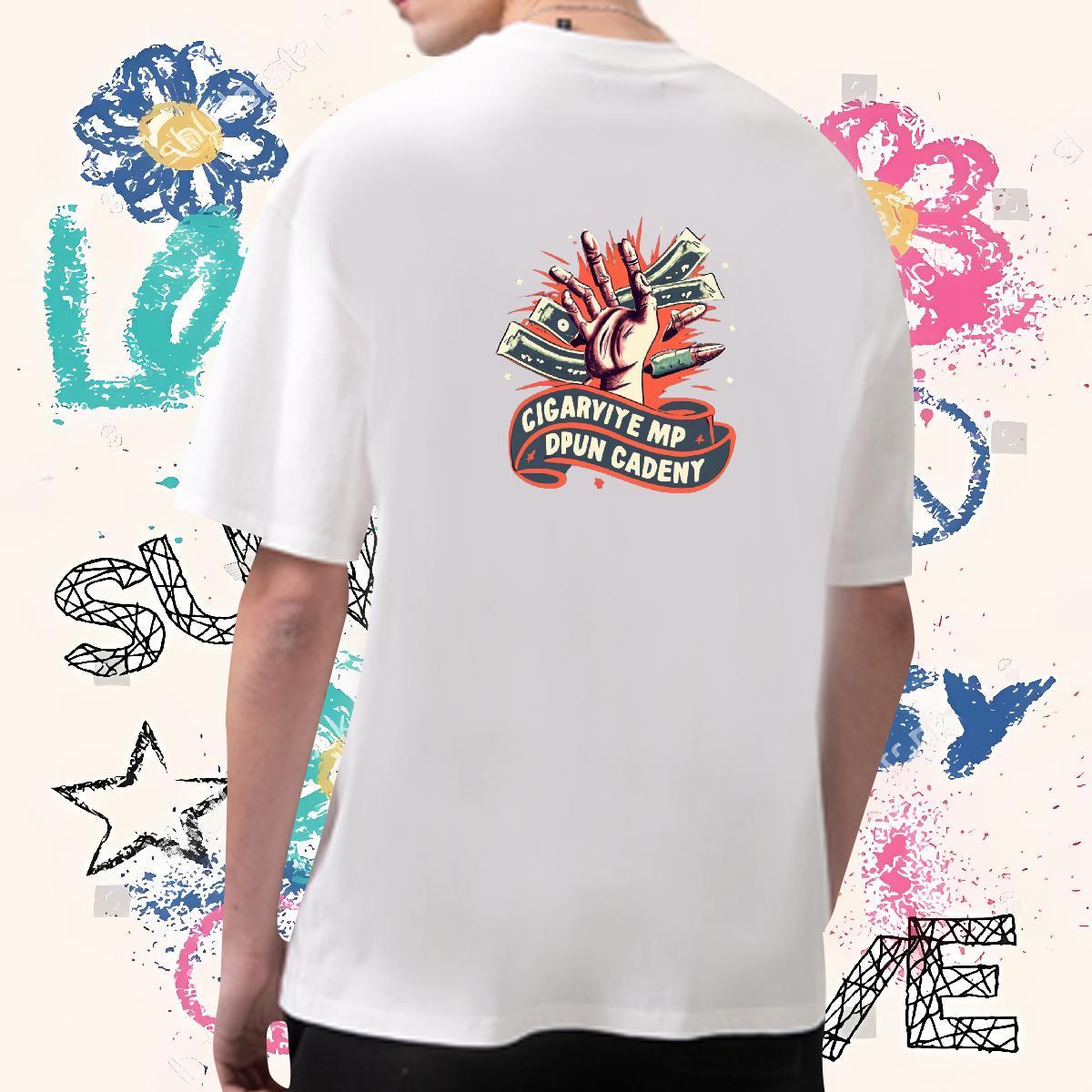 Free Shipping T Shirt For Man 230g Pure Cotton skull Daily Wear Floral Print Breathable Short Sleeve Men Clothes T-Shirt Designer Tees Shirts