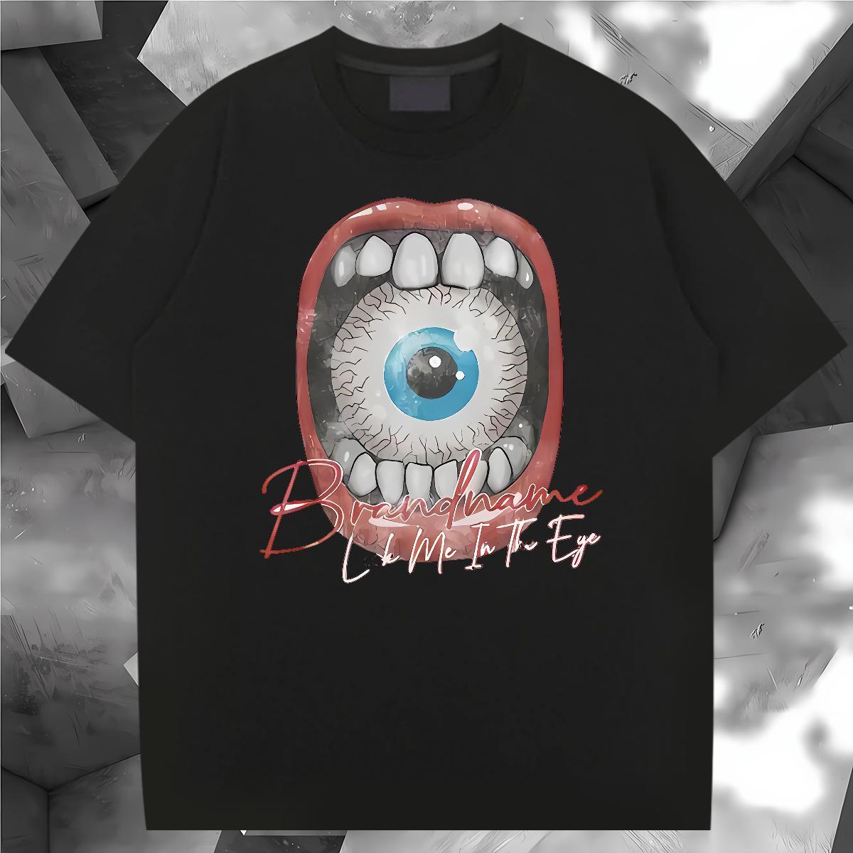 Unisex mouth Men T Shirts Street Couples T Shirts 230g Cotton Stylist Short Sleeve Soft White Plus Size Tee Shirt