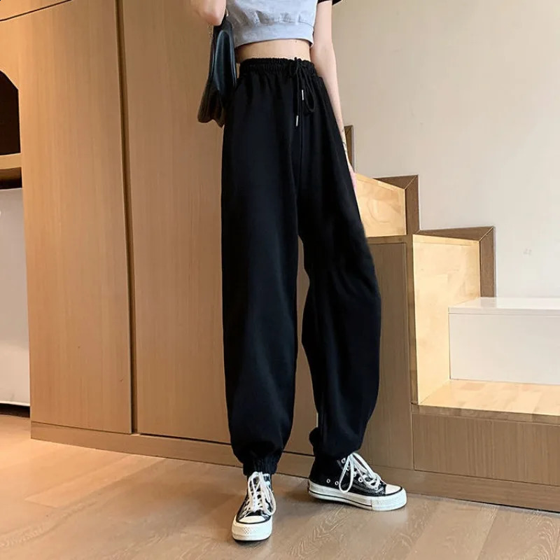 Deeptown Baggy Sports Grey Sweatpants Jogger Korean Womens Summer Pants Casual Harajuku Vintage Y2k Jogging Trousers 240821