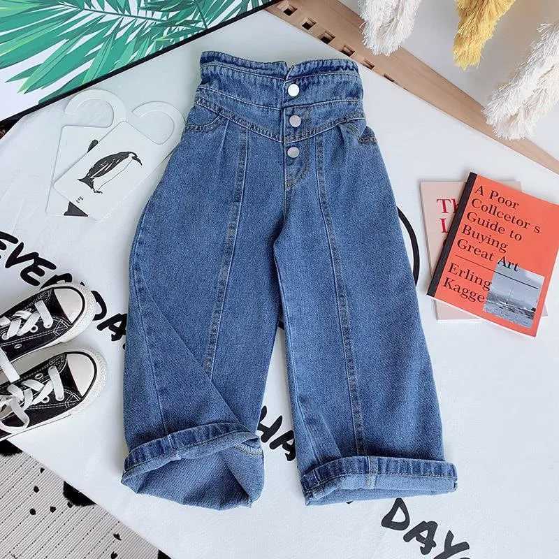 Clothing Baby Childrens Girls Pants Infant Denim Trousers Kids Girl High Waist Jean Children Straight-leg Wide-leg Pants Clothing W241227