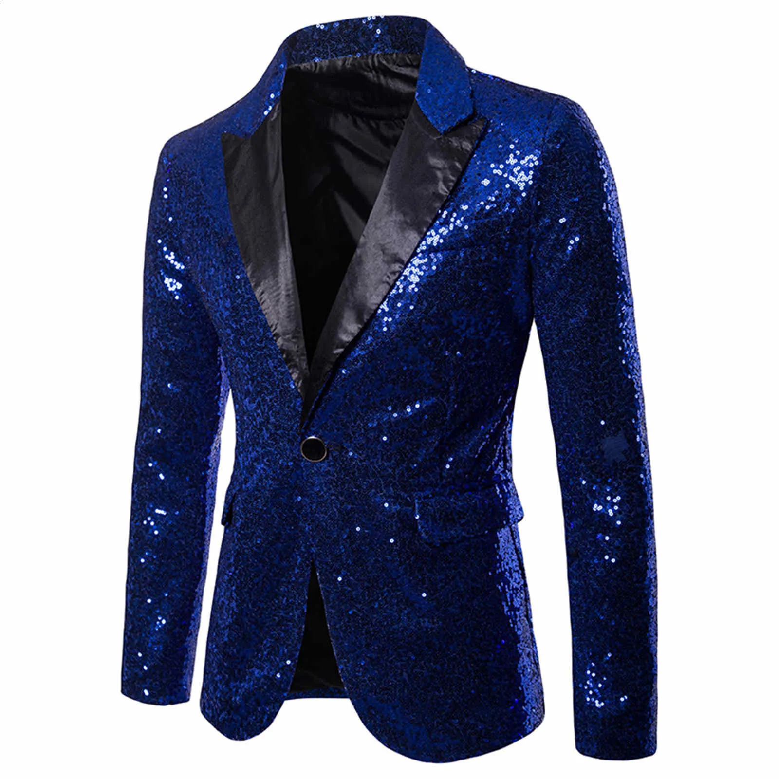 Shiny Sequin Suit Jacket Mens Stage Performance Coat White Silver Blue Red Purple Blazers Vneck Single Button 26893259 240821