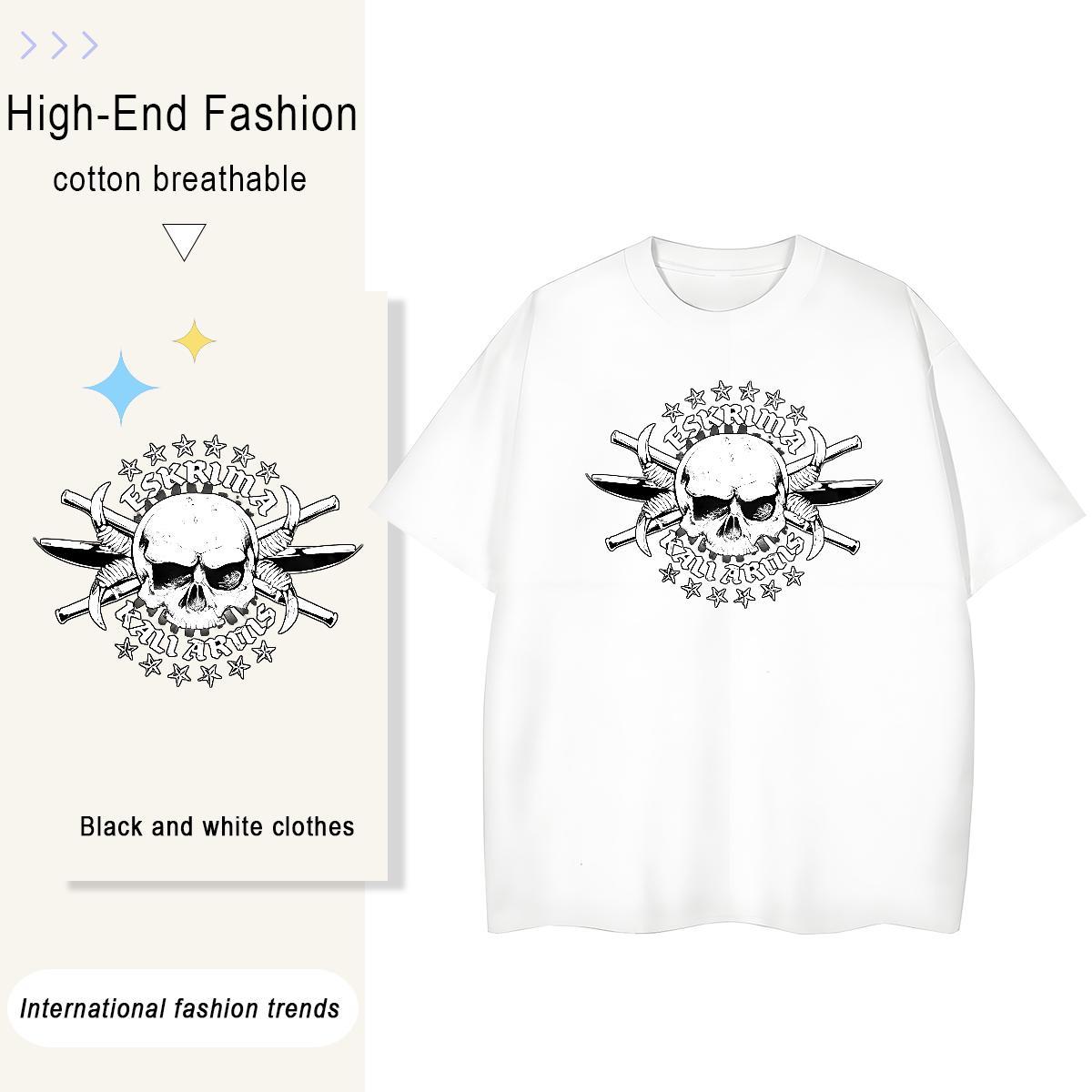 Classic T-Shirts 230g Cotton Round Neck Short Sleeve Casual Sport monster Couples T Shirts Comfortable Black White Polos