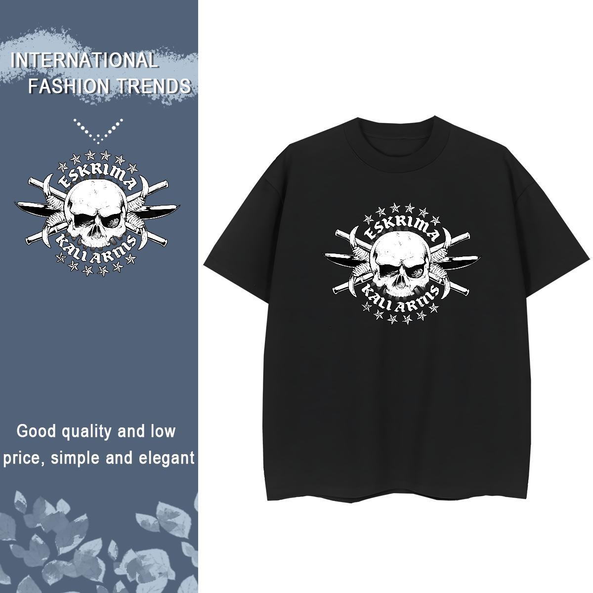Fashion Casual T shirt 230g Cotton Breathable Crew Neck Hip Hop skull Unisex Tshirts 5A DIY Anime Printed Clothes Shirt