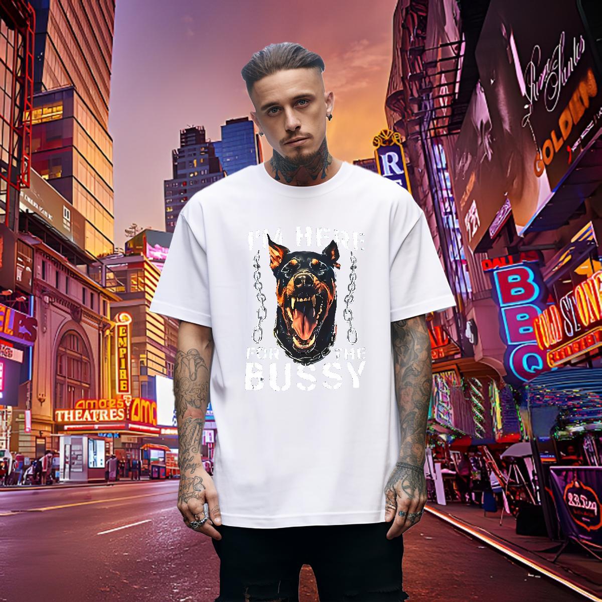 Cool T-Shirts for Men dog Short Sleeve Soft Street Wear DIY Anime 230g Pure Cotton Men Clothes T-Shirt Free Shipping Tops Shirt