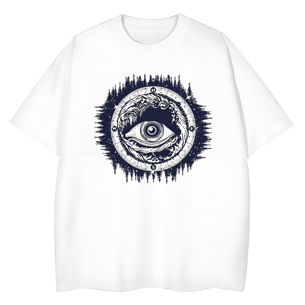 Fashion Casual T Shirts Women 100% Cotton 230g Short Sleeve O-Neck Hip Hop eye of the devil Womens Tshirts Brand Graphic Tees