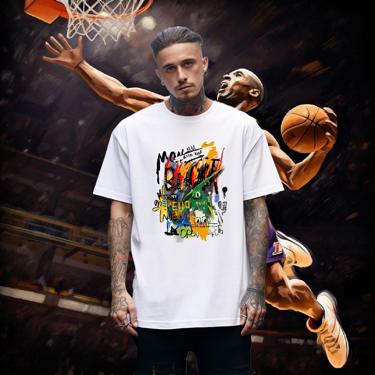 Casual New Men Tees 230g Pure Cotton Spring Summer graffiti Crew Neck Breathable T-Shirts for Men Unisex Custom Cartoon Tees Shirts