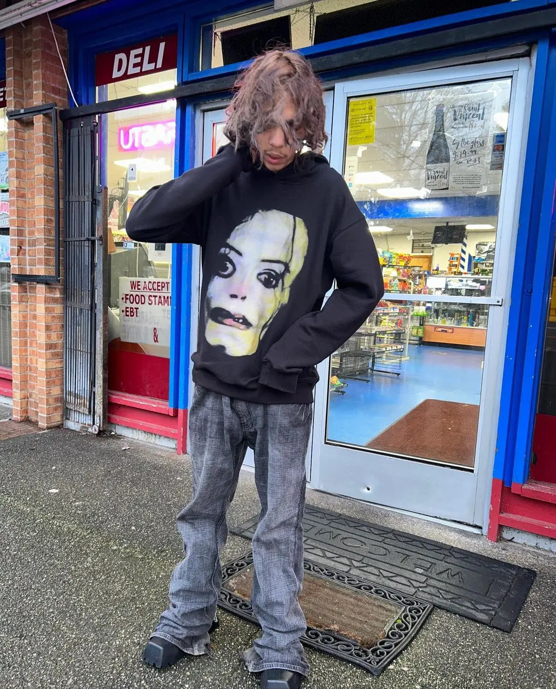 Harajuku Crazy print Hoodie Oversized Goth Streetwear Tops Grunge Hoodies Women Couples Sweatshirt Gothic Y2k Clothes 240822