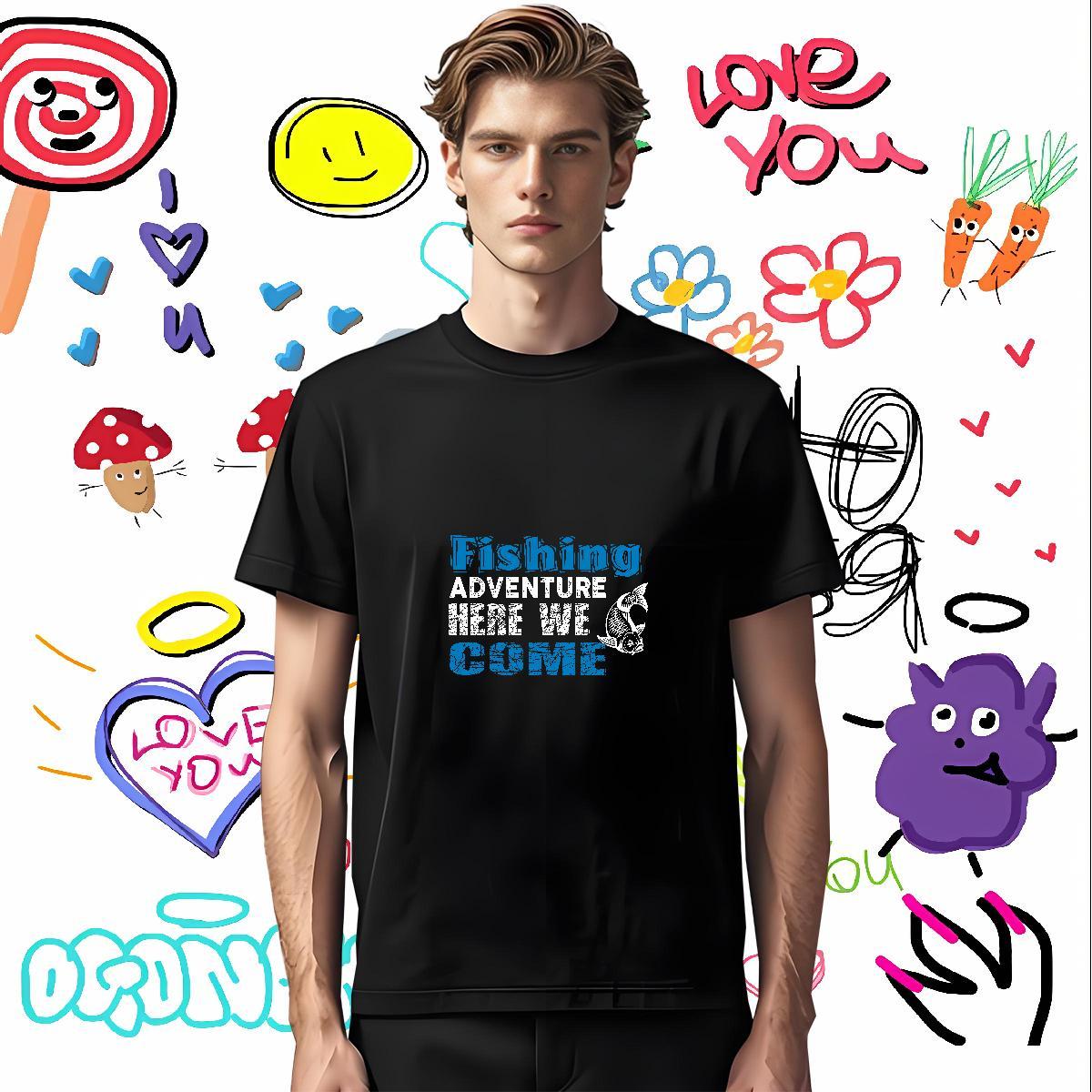 Unisex Fishing T-Shirts Casual Men Tshirts 230g Cotton Factory Direct Crew Neck Customized Tops