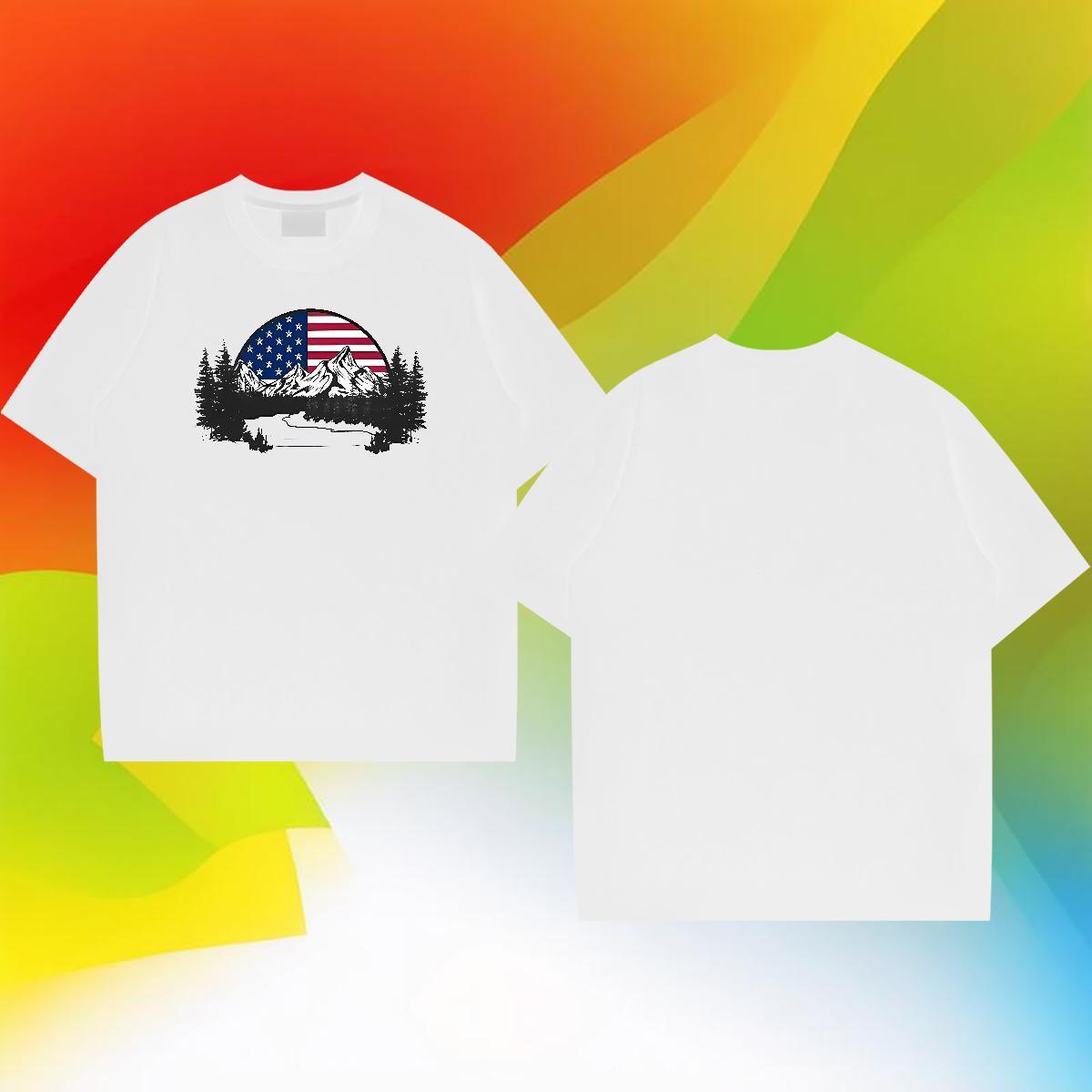 Comfortable Tshirts Hip Hop 230g Cotton Custom Print Plus Size O-Neck Short Sleeve mountains Men T Shirts New Arrival Polos