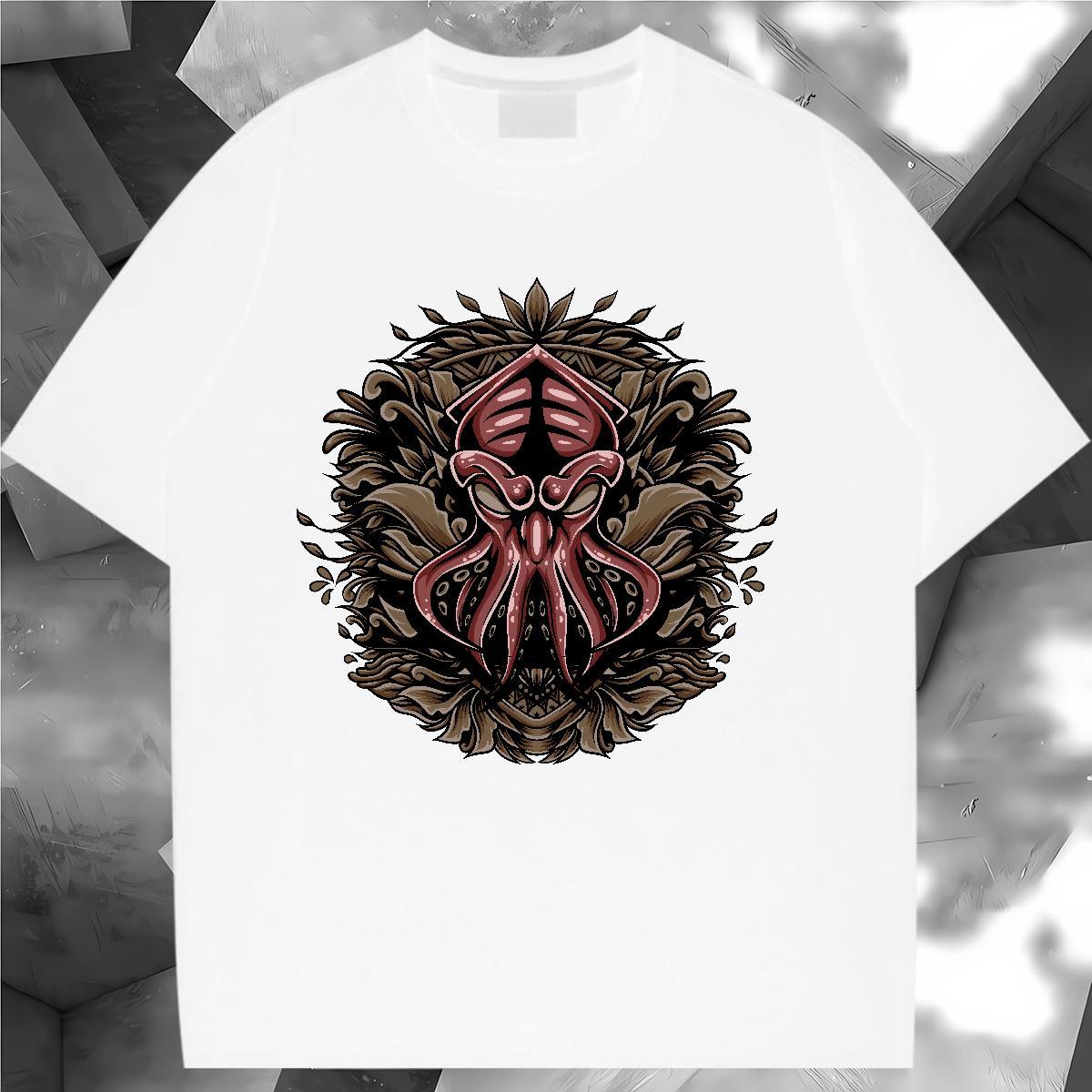 Fashion T-Shirts for Women Short Sleeve O-Neck 230g 100% Cotton Couples T Shirts DIY Logo octopus Sports Casual Popular Clothes