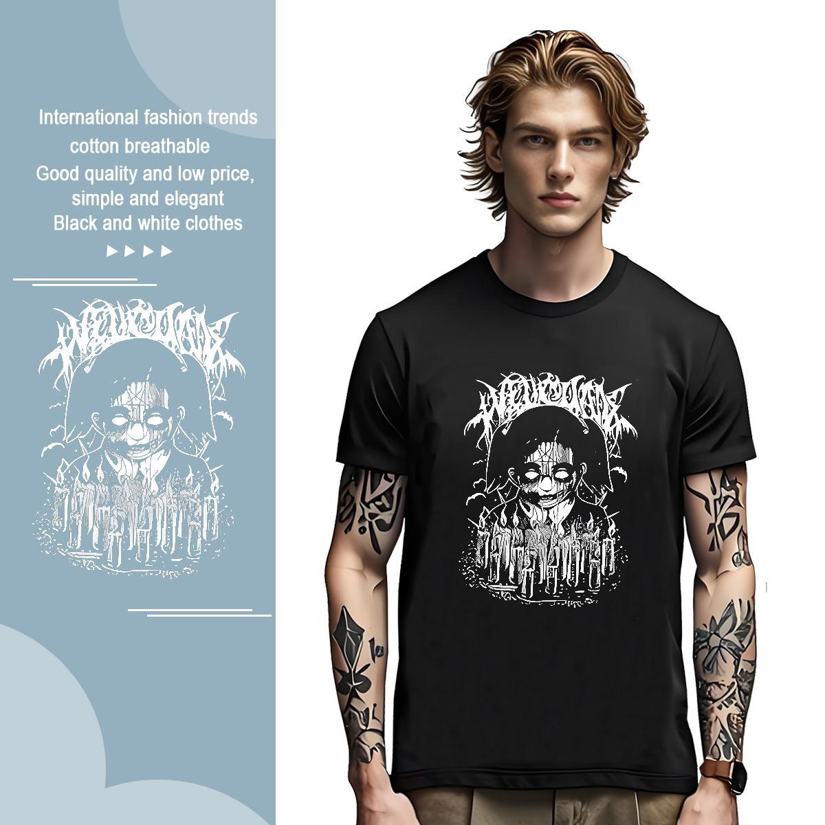 2024 painting Men Tees 230g Pure Cotton Men T Shirts Asian Size Outdoor O-Neck Short Sleeve Comfortable Tshirts