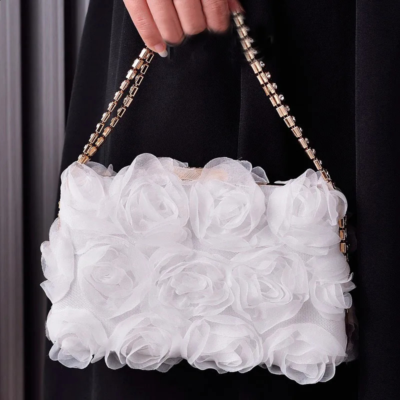 Fashionable and Unique Rose Blossom Ball Evening Dress Bag Womens Handbag Crsosbody Bridal Wallet 240821