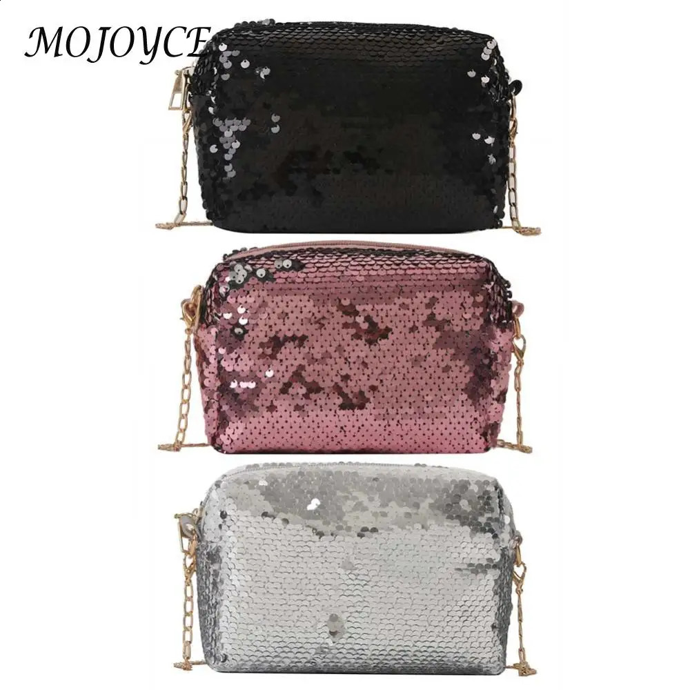 Crossbody Handbags Shining Sequin Large Capacity Pillow Bag Women Durable Scratch Resistant with Zipper Shopping Trip 240821