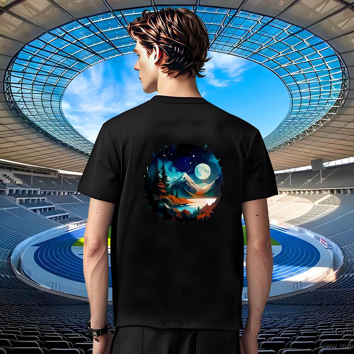 Popular Tshirt for Man Woman Street 100% Cotton 230g Oversized Breathable Crew Neck mountains Man T Shirts Brand Tee Shirt