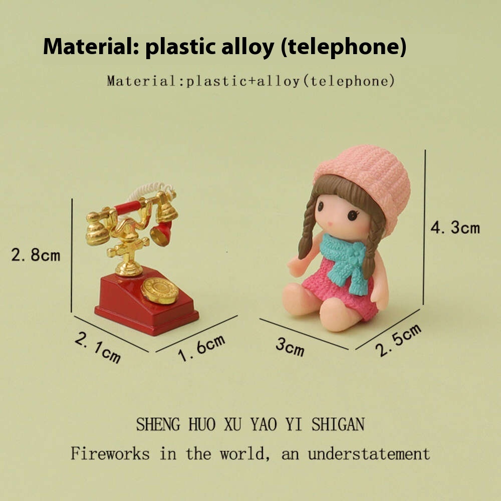 New Cute Hat, Little Girl, Creative Mini Simulation, Retro Telephone, Babyhouse, Home Accessories, Decorative Ornaments