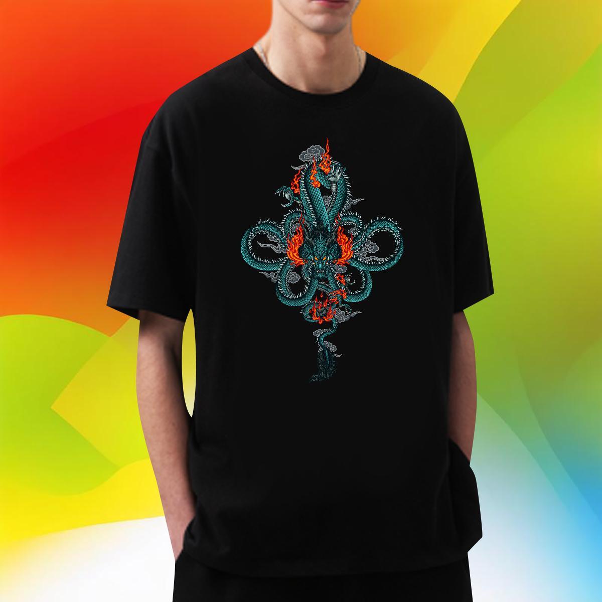 TOP Quality dragon T-Shirts Street Casual Mens Tshirts 100% Cotton 230g Fashion Designer O Neck Short Sleeves Custom Big Size Clothings
