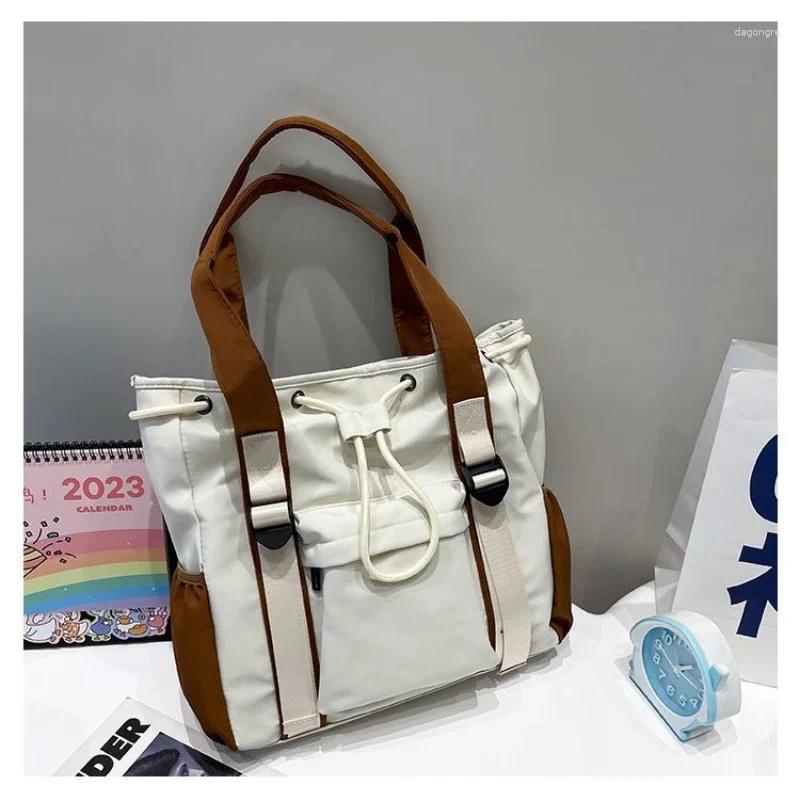 2025 NEW Drawstring Splash Proof Nylon Fabric Shoulder Crossbody Bags For Women Multi-pocket Large Capacity Student Book Handbag