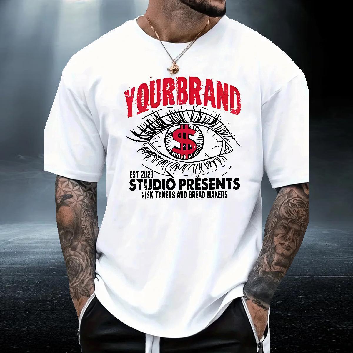 Wholesale Men Tops Tees Street 230g Cotton Cartoon Print Breathable Short Sleeve dollars Men T Shirts Free Shipping Polos