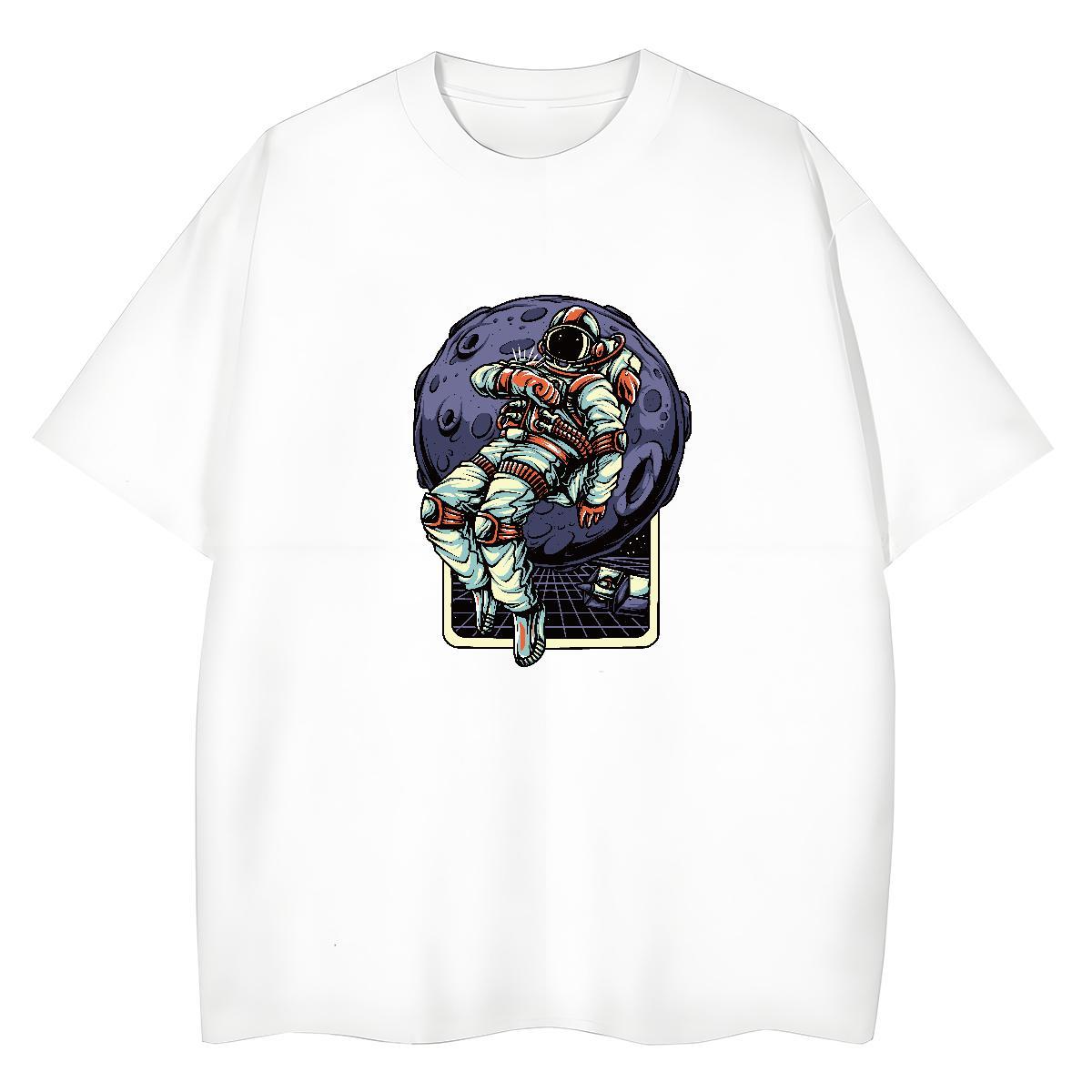 Wholesale Women Tees 230g 100% Cotton universe Sports Street Wear T shirt Short sleeve Soft Cartoon Printing L-4XL Polos