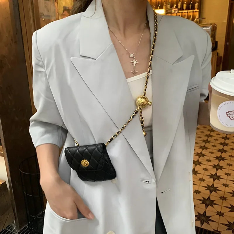 Fashion Transfer Bead Waist Chain Fanny Pack Womens Breast Bag Network Red Ins Cross Body 240822