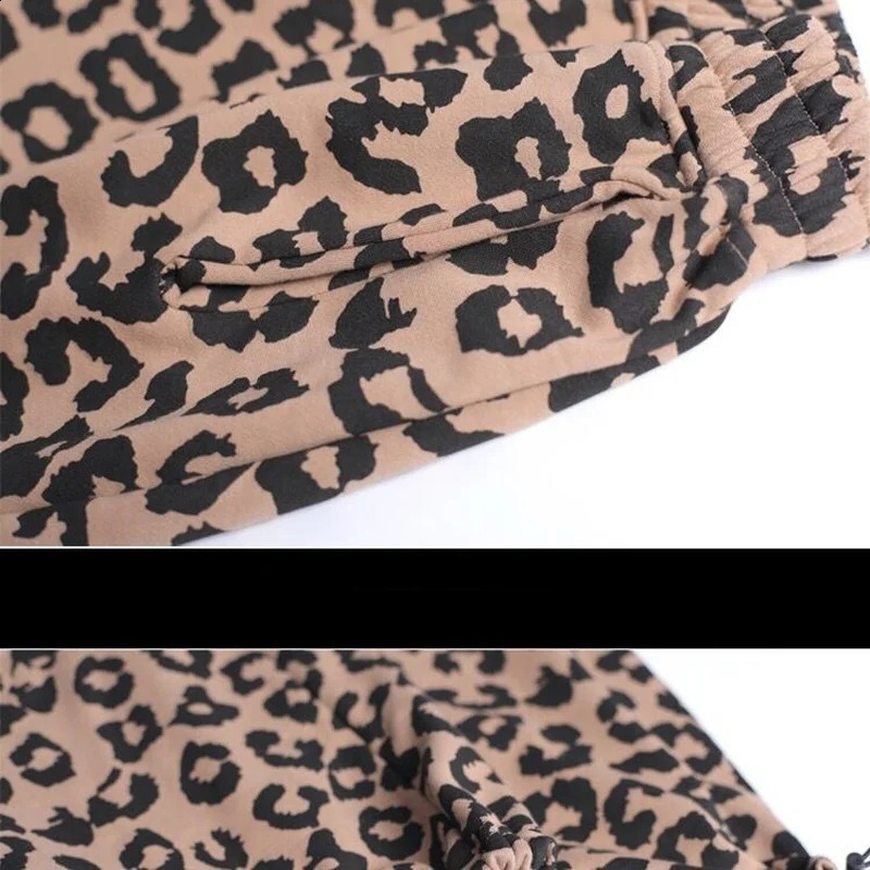 Leopard Pants Women High Elastic Waist Cozy Loose Wide Leg Students Vintage Female Spring Trouser Korean Style Streetwear Trendy 240821