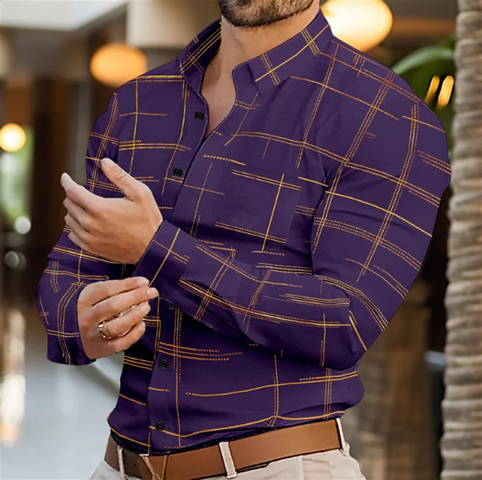 Mens high-quality cotton long sleeved shirt comfortable and breathable in summer classic solid color checkered business casua 240822