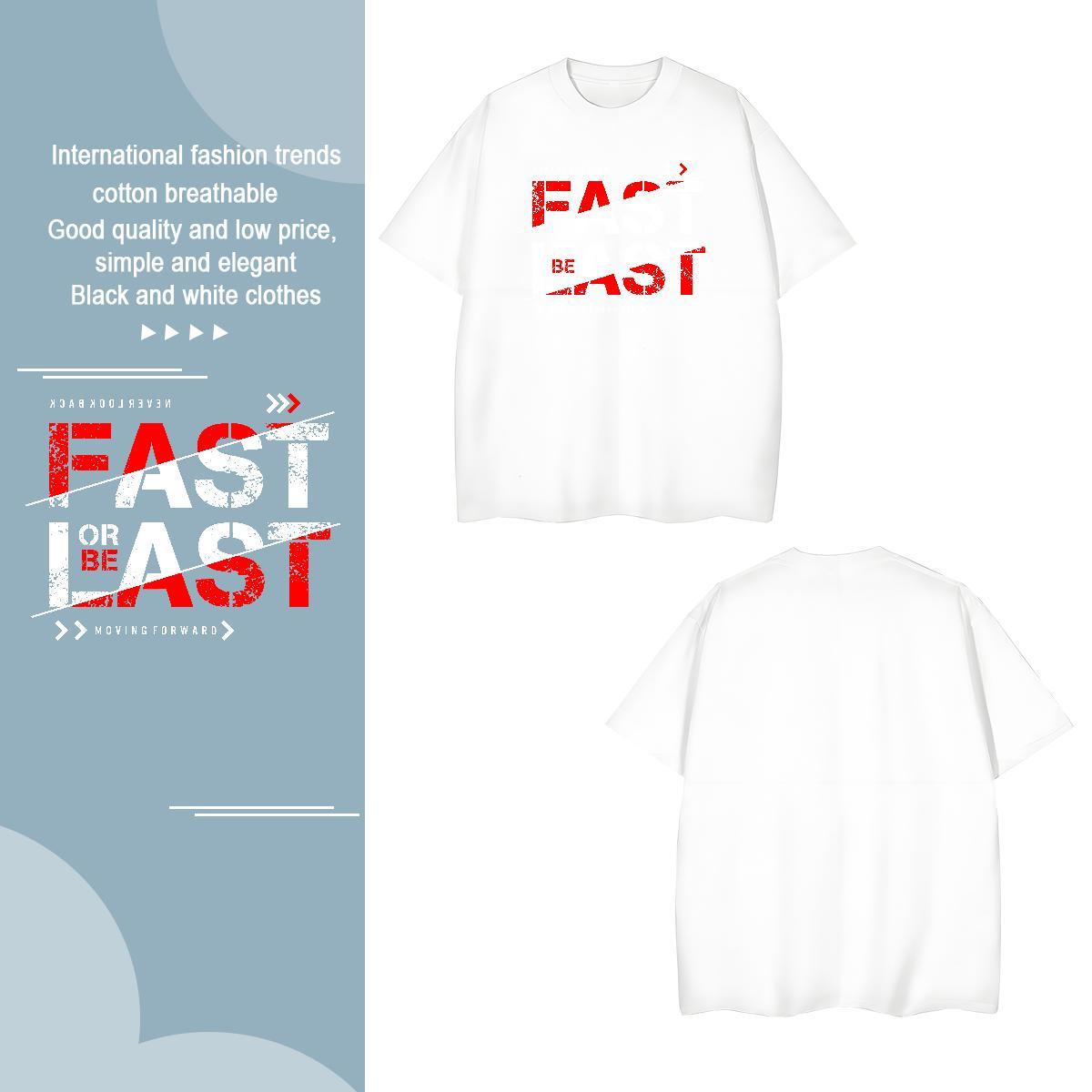 Loose letter T Shirts Men High Street Hip Hop Men Tshirts 230g Cotton New Arrival Breathable Short Sleeve Plus Size Custom Top Tees
