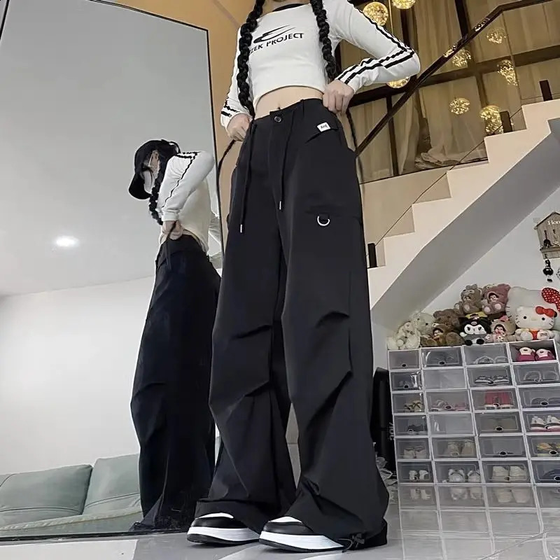 QWEEK Y2k Vintage Cargo Pants Woman Streetwear Baggy Harajuku Korean Fashion Sports Oversized High Waist Trousers Aesthetic 240821
