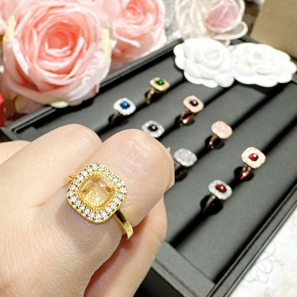 High-End Simple Candy Ring Women's Gold-Plated Zircon Stone Index Finger Ring