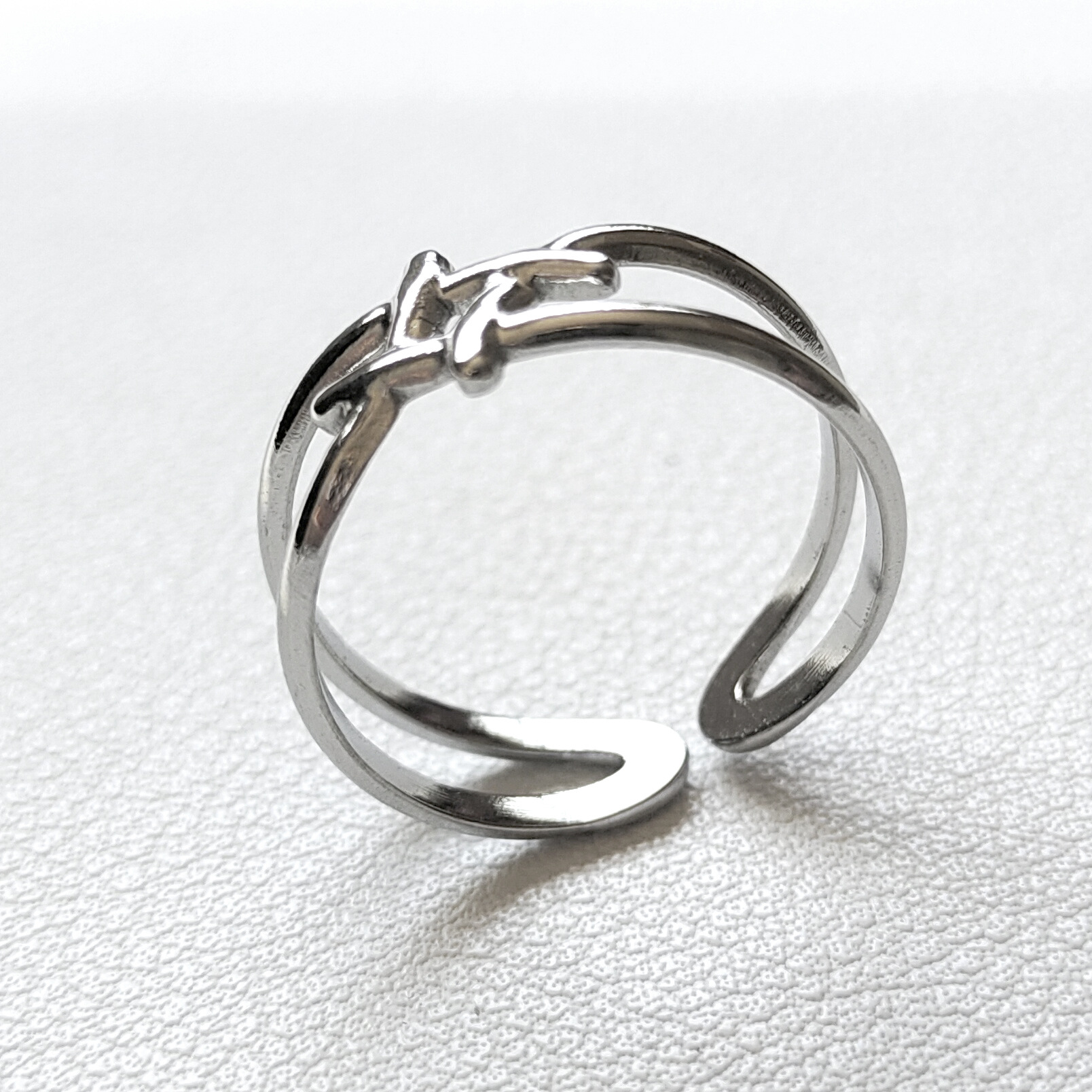 Light luxury, niche, high-end titanium steel, Chinese knot, open mouth ring, fashionable, simple, personalized index finger ring jewelry