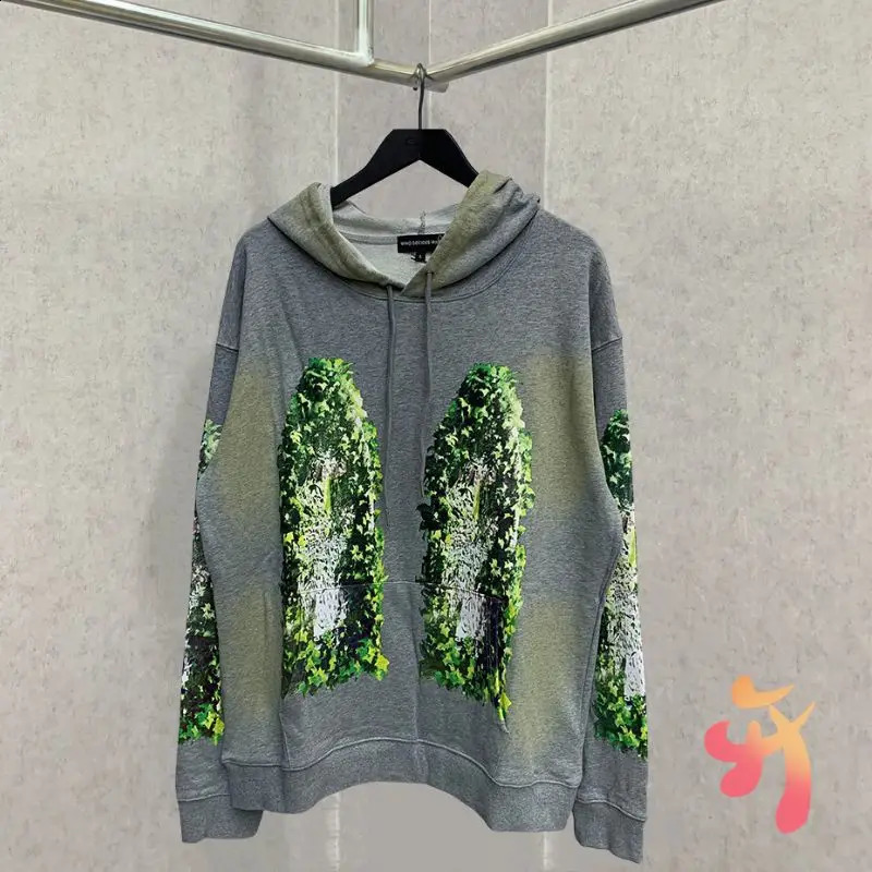 Green Abstract Print Winter WHO DECIDES WAR Hoodies Vinatge Street Drawstring Hooded Sweatshirts Men Women 240821