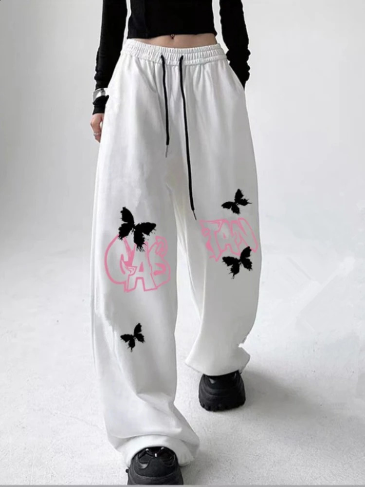 HOUZHOU High Street Joggers Baggy Pants Hip Hop Sweatpants Black Bufferfly Print Y2k Trousers Loose Casual Korean Fashion 240821