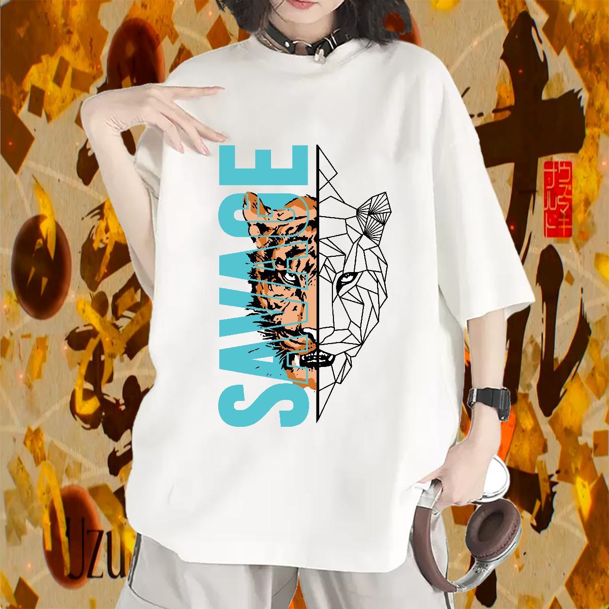 New T shirt Comfortable 100% Cotton 230g Tshirt for Man Woman Skull tiger Summer Casual Unisex Clothes Shirt