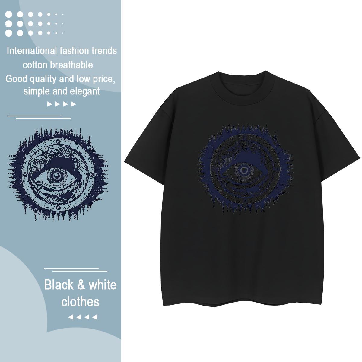 Fashion Casual T Shirts Women 100% Cotton 230g Short Sleeve O-Neck Hip Hop eye of the devil Womens Tshirts Brand Graphic Tees