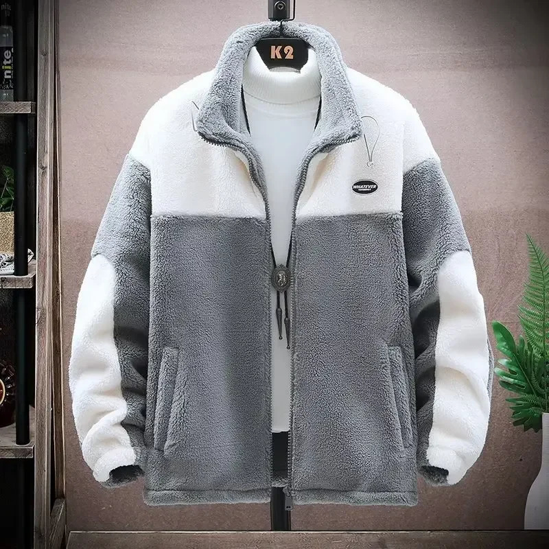 Mens winter wool lined thick wool jacket casual warm and loose suitable for outdoor wear 240822