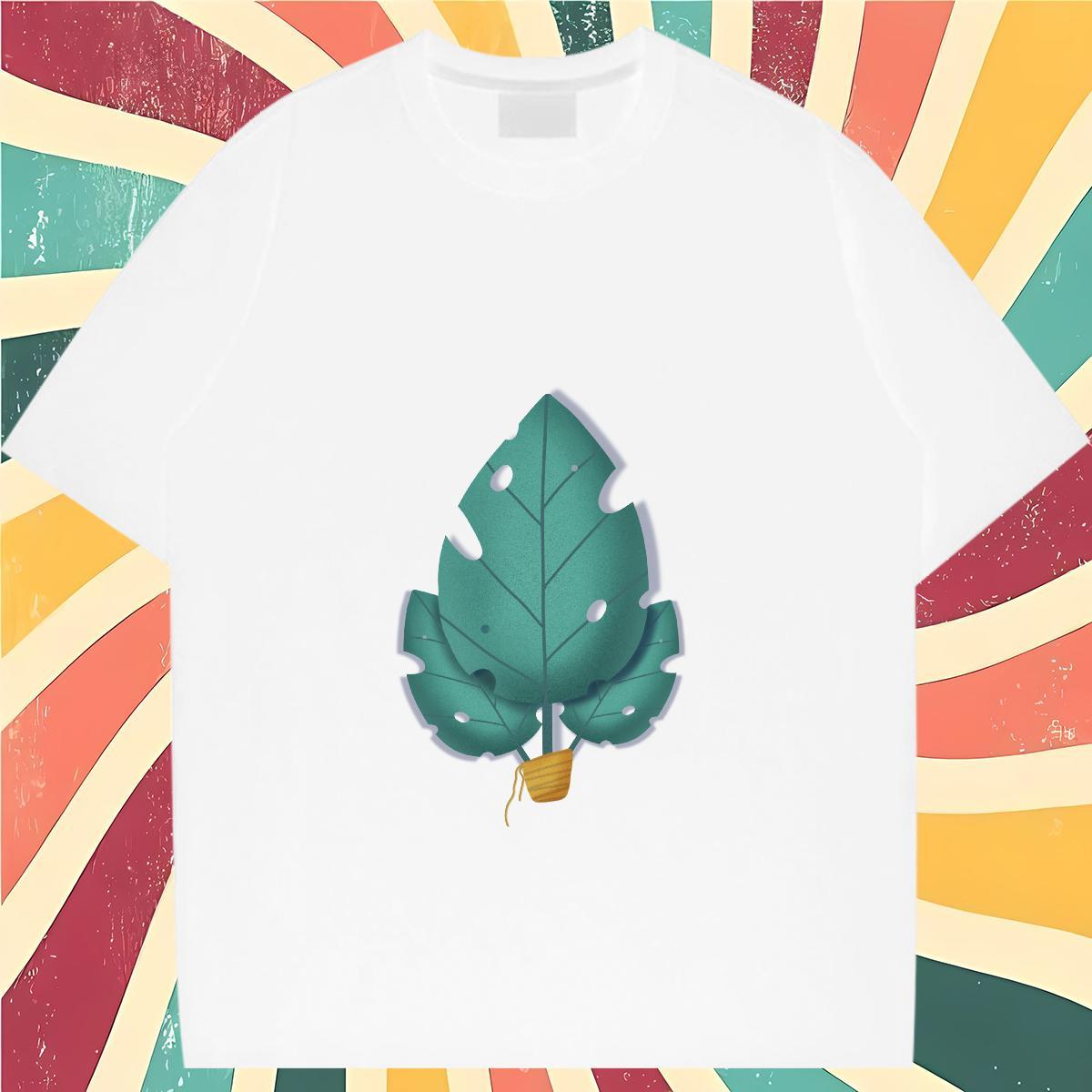 Loose fit Unisex Tshirts 230g Cotton painting Casual Beach T Shirt For Woman Short Sleeve O-Neck Floral Print Clothes