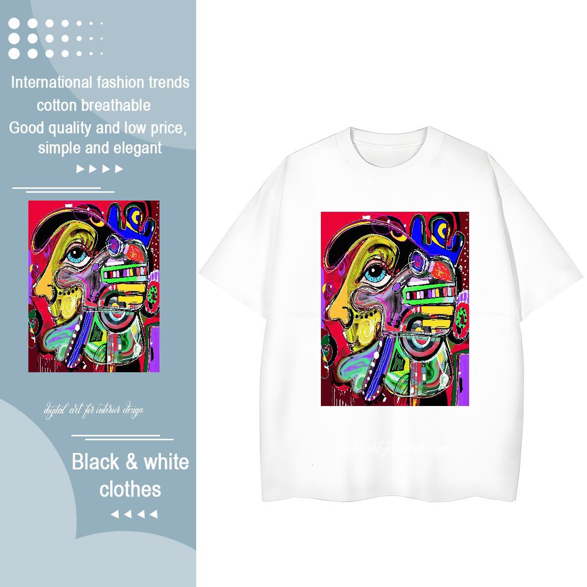 DIY T Shirt For Woman Breathable Short Sleeve 230g Cotton Woman Tshirt Skull ET Spring Summer Loose Wear