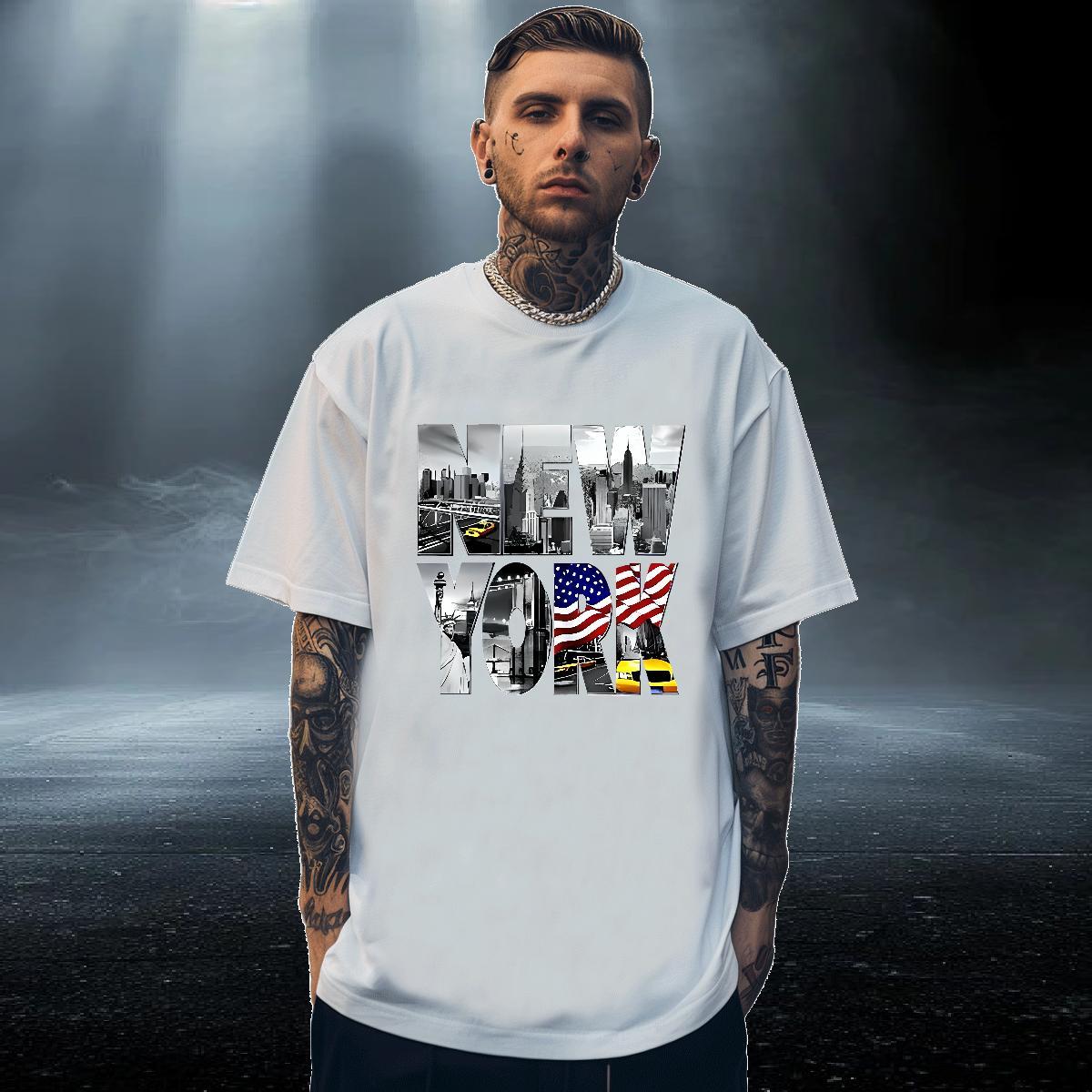 Loose Fit Men Tops Tees Sport 230g Cotton Oversized Breathable Soft New York Men T Shirts Fashion Casual Polos