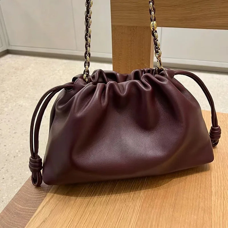 Womens Drawstring Cloud Blessing Hobos Leather One Shoulder Crossbody Casual Bucket NEW Bag 240822