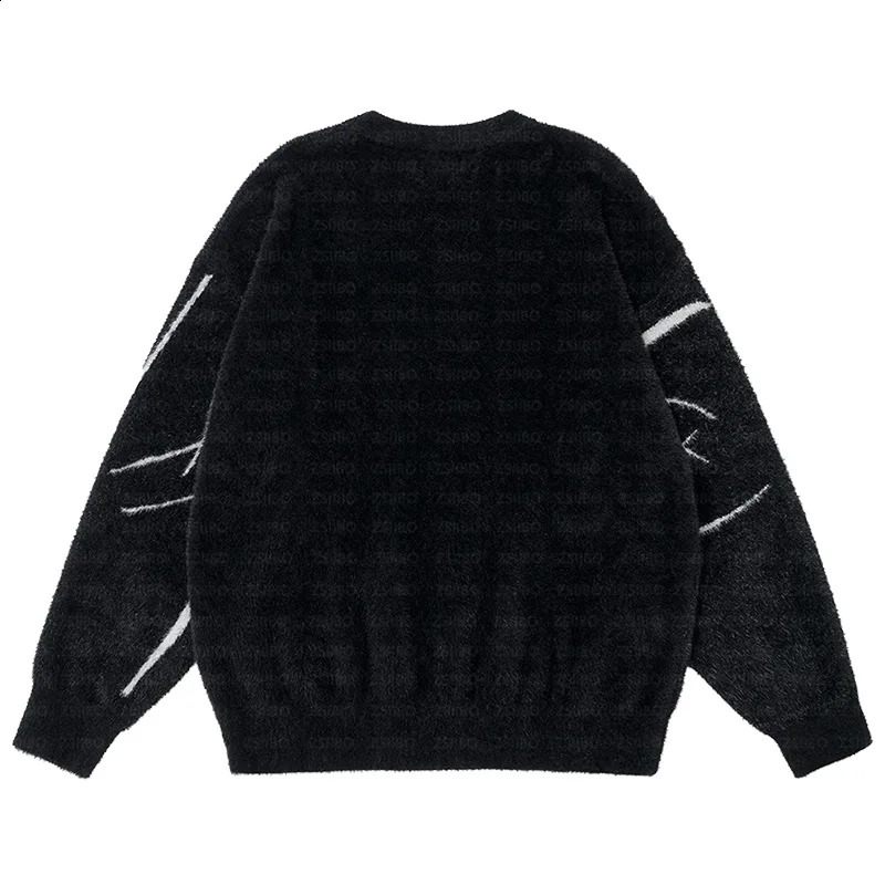 Autumn and Winter Harajuku Retro Gothic Printed Knitted Mens Sweater Aesthetics Y2K Streetwear Pullover Fairy Grunge Loose Couple 240821