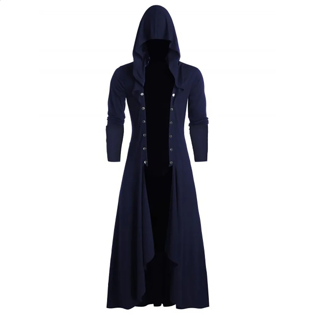 Mens Retro Steam Punk Gothic Windbreaker Coat Cape Fashion Street Cloak Jacket Parkour Clothes Cardigan Trench Coat 240822