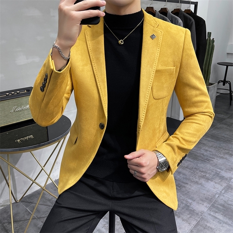 2023 High Quality Blazer Mens British Trend Premium Simple Business Elegant Fashion Casual Gentleman Slim Suit Deer Velv Jacket y240821