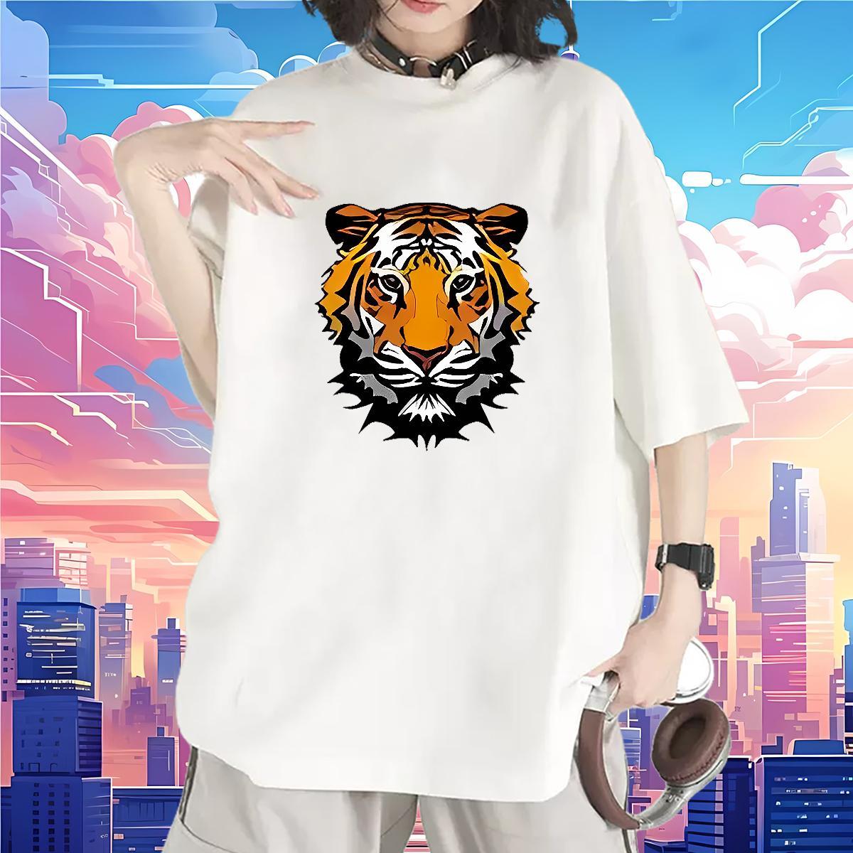 Fashion New T Shirt For Woman Breathable Crew Neck 230g Cotton Women Tees Customized tiger Casual Designer Nice Tops Tees