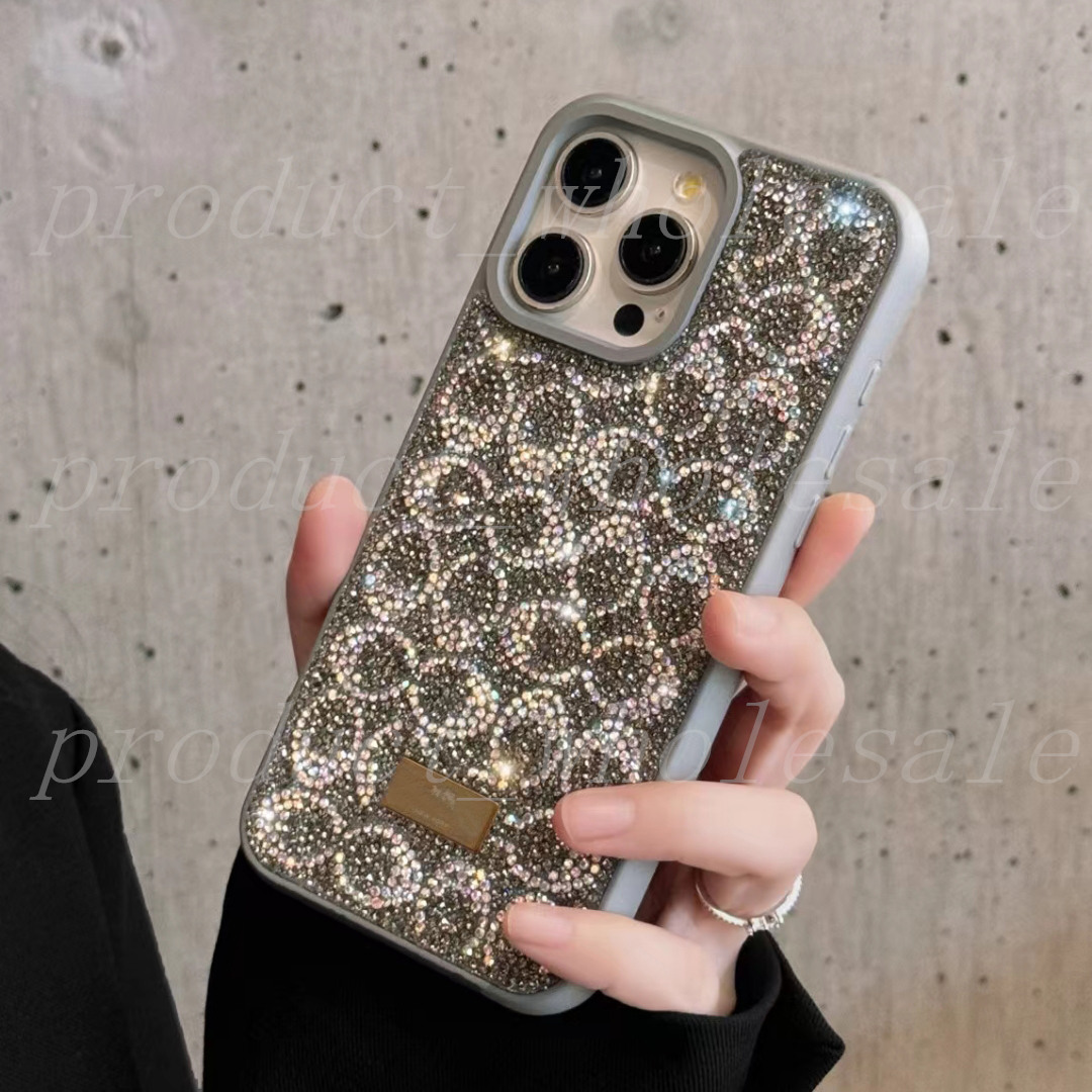 Luxury Bling Glitter Phone Cases For Iphone 13 14 15 16 17 Air 17pro Pro Max Fashion Designer Plating Rhinestone Diamond Women Soft Silicone Protectiv