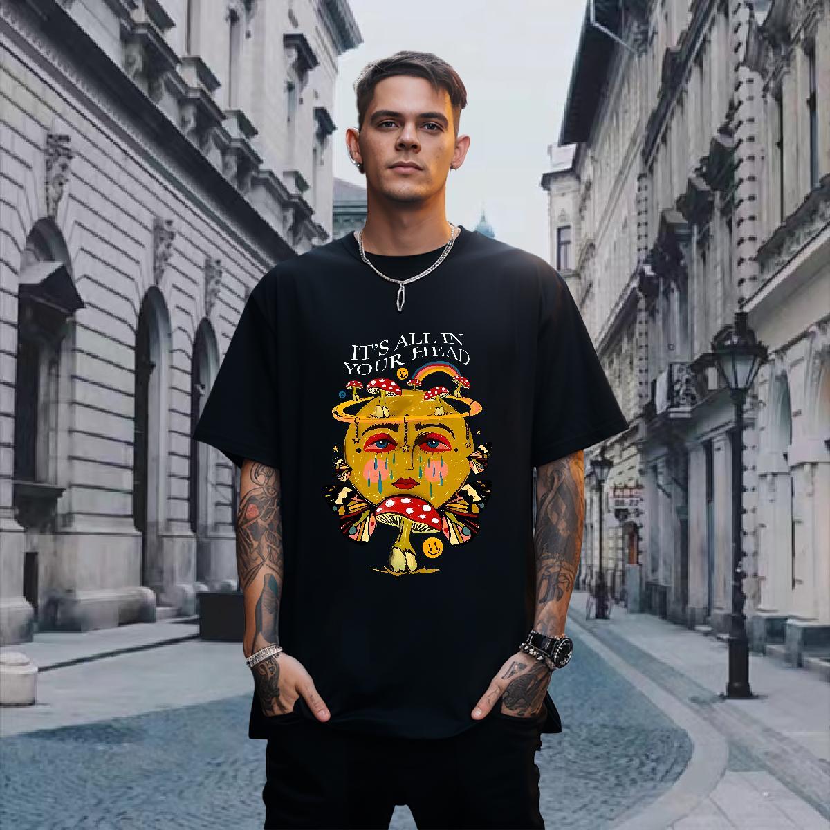 Fashion Designer Men Tshirts 100% Cotton 230g Casual Beach rainbow Pure Cotton T Shirt For Man Unisex Skull Clothes