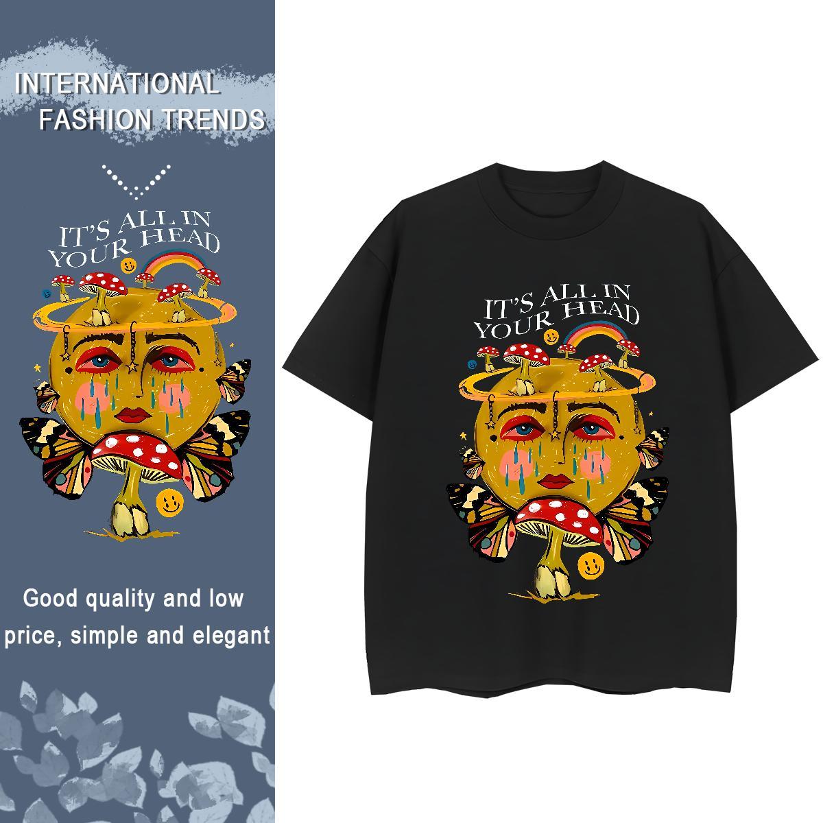 Brand mushroom Men Tshirts 230g Pure Cotton T Shirt For Man Customized Print Sport O Neck Short Sleeves High Quality Top Tees